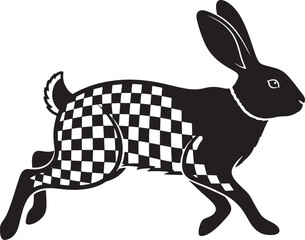 Silhouette of a black rabbit sitting isolated on