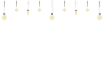 吊り下げた電球と星モチーフをあしらった淡色のフレーム風装飾ライン