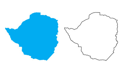 Zimbabwe country map. Map in various outline and blue silhouette styles	