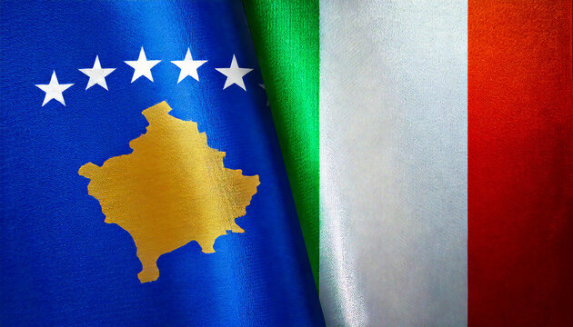 イタリアの国旗とコソボ共和国の国旗(Italy flag & Kosovo flag.)
