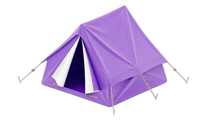 Vibrant Purple Camping Tent Isolated on White Background for Outdoor Adventures and Recreation Studio Shot