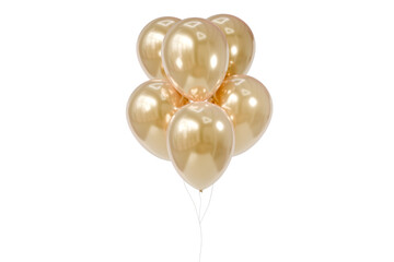 3d gold balloon bouquet icon. celebration concept. minimal cartoon gold balloons party decoration for party banner or social media. isolated on white background. 3d render.