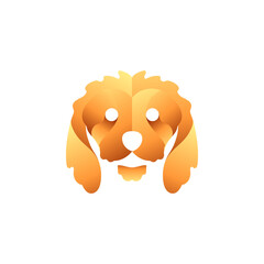 Cute Golden Poodle Dog Grooming Pet Shop Animal Mascot Logo Design Vector