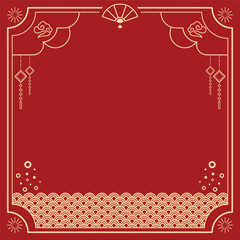 Chinese New Year poster luxury card template design with frame and oriental ornament