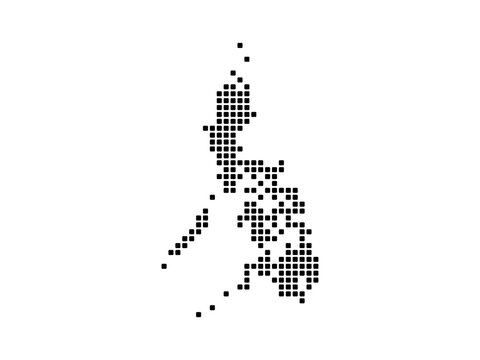 Philippines map in rounded square style. Abstract vector illustration of a country map with halftone effect for infographic.