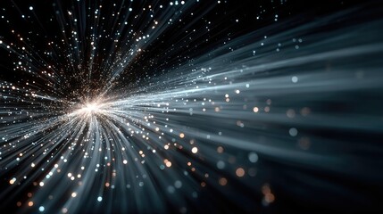 Abstract Light Bursting with Energy on Black Background