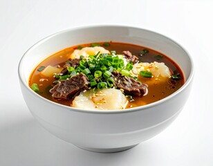 Korean Tteokguk (rice cake soup) in a Bowl 