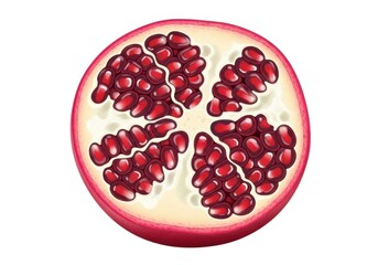 Vibrant cross-section of a ripe pomegranate showing arils and seeds