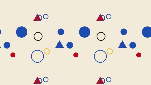 Modern abstract geometric shapes pattern moving seamlessly in a continuous loop animation