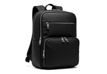 Sleek black backpack modern design versatile storage for daily commute and travel