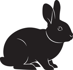 Classic woodcut illustration of a rabbit, featuring a detailed black and white bunny lying down, isolated for various design projects.