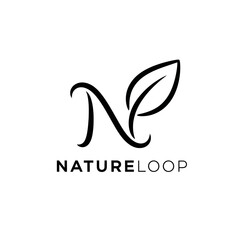 Nature Loop Logo - Elegant Design with Leaf and Letter N.