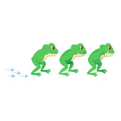 Frog jumping animation sequence. Vector illustration.