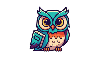 Obraz premium Cute Cartoon Owl Holding a Book.
