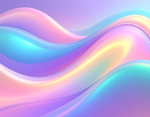 Fototapeta premium Soft, flowing waves of iridescent color, pastel tones blend seamlessly