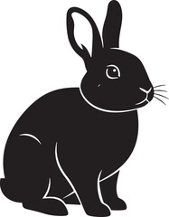 Rabbit silhouette running or hopping vector illustration. side view of a wild animal, isolated black hare symbol for design elements.