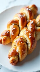 Delectable Gourmet Salted Caramel Pastry Twists A delightful treat featuring perfectly baked, golden brown, and salted caramel swirls with flaky, buttery layers, perfect for any occasion