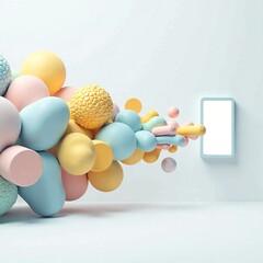 Colorful Pastel Shapes Bursting from a Smartphone Screen A Modern, Dynamic, and Playful Visual Concept