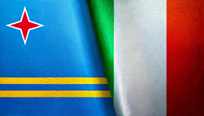 イタリアの国旗とオランダ領アルバの国旗(Italy flag & Aruba flag.)
