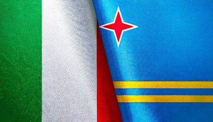 イタリアの国旗とオランダ領アルバの国旗(Italy flag & Aruba flag.)
