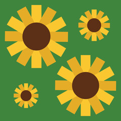 Sunflower Illustration with Geometric Petals