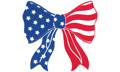 American Flag Bow Vector &ndash; Patriotic Stars and Stripes Ribbon Bows for USA Crafts and Designs