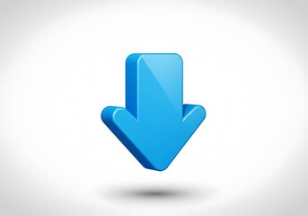 光沢の青、下降の矢印