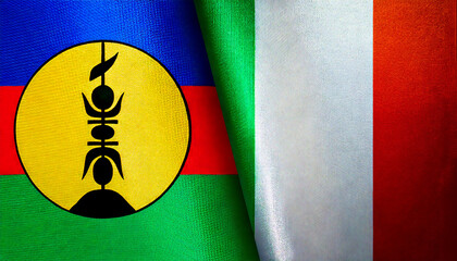 イタリアの国旗とニューカレドニアの国旗(Italy flag & New Caledonia flag.)
