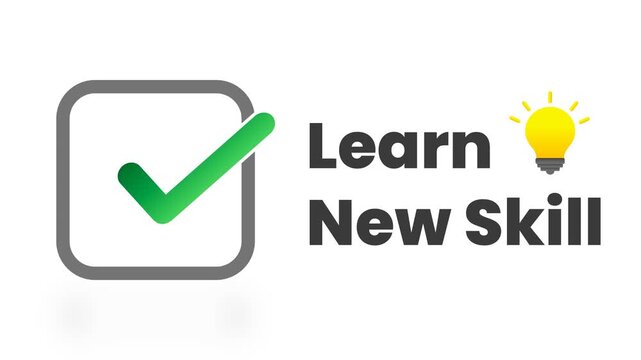 Achieving New Skill Goals: Checklist with Lightbulb Idea for Personal Growth and Success