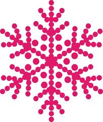 Pink dotbased sixsided snowflake graphic on a white background
