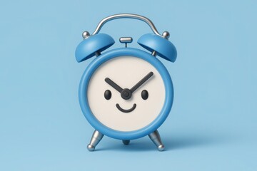 Clock's Cheerful Time: A friendly clock, a charming embodiment of punctuality and readiness, its happy face against a bright background, perfectly blending functionality with delightful aesthetics.