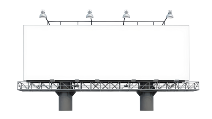 Large blank billboard for advertising isolated on transparent background