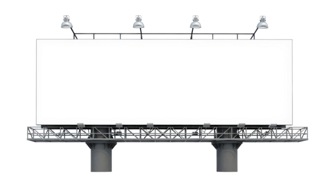 Large blank billboard for advertising isolated on transparent background