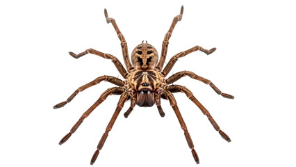 Detailed close up of a wolf spider isolated on transparent background