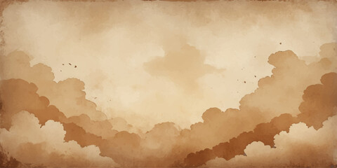 Antique vintage brown parchment paper texture background with a grunge map illustration of the ancient world