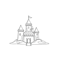 Hand drawn sketch of a majestic castle on a hill