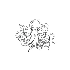 Obraz premium Intricate line art drawing of a majestic octopus