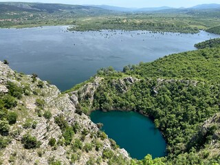 Floodplain karst field Prolosko blato (Prolosko Lake) and lake Mamic (Mamica lake), Croatia -...