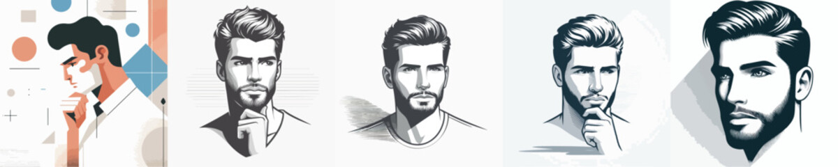 VECTOR OF A PENSIVE MAN ON A WHITE BACKGROUND FLAT DESIGN