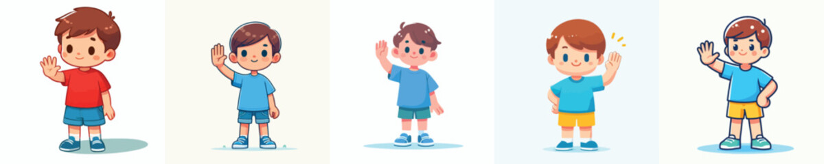 vector little boy hand gesture stop