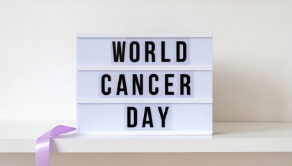 World Cancer Day Lightbox Sign in Bright Minimalist Setting
