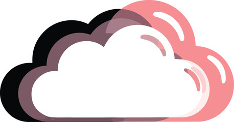 Stylized multilayered cloud graphic with white center black mauve and pink outlines