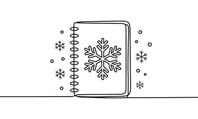 Winter Holiday Notebook with Snowflake Design for Seasonal Planning and Creative Ideas Single Line Drawing Style