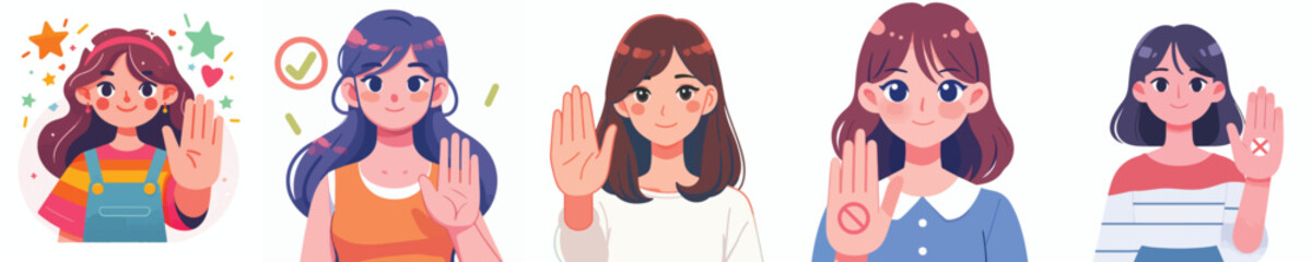 vector woman hand gesture stop
