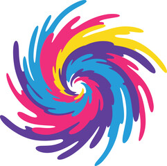 Swirling vortex design with purple pink blue and yellow abstract brushstrokes