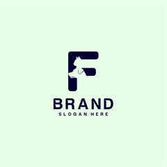 Dog and Cat Letter F Logo Design Vector Template