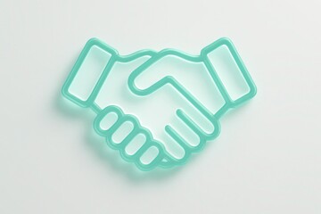 Obraz premium Digital Agreement: A stylized digital rendering of a handshake, symbolizing partnership and agreement, glowing gently on a plain background. 