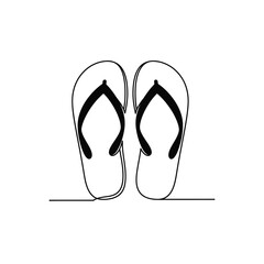 Simple line drawing of a pair of flip flops