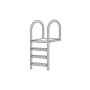 Simple line drawing of a swimming pool ladder with handrails
