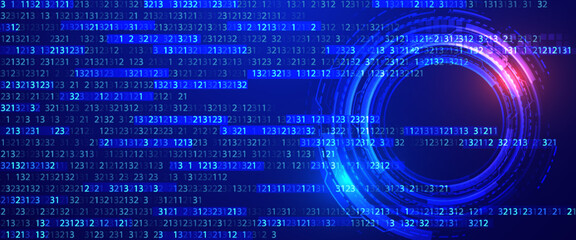 Blue Binary Data Software Programming Code Background. Random Parts of Program Code. Digital Data Technology Concept. 1 0 Machine Code. Random Binary Data Matrix Wide Vector Illustration.